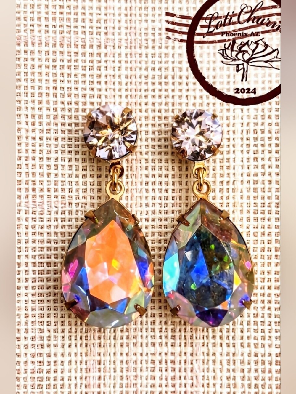 Rosaline Light Pink & Pink Mettalic AB Swarovski Crystals In GoldPlated Earrings